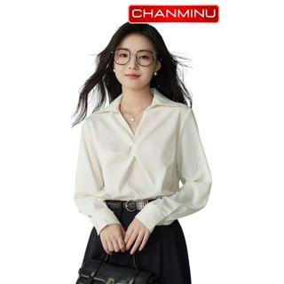 Áo sơ mi dài tay kiểu áo công sở xoắn ngực trước CHANMINU A15, áo sơ mi công sở nữ hàn quốc cách điệu đẹp