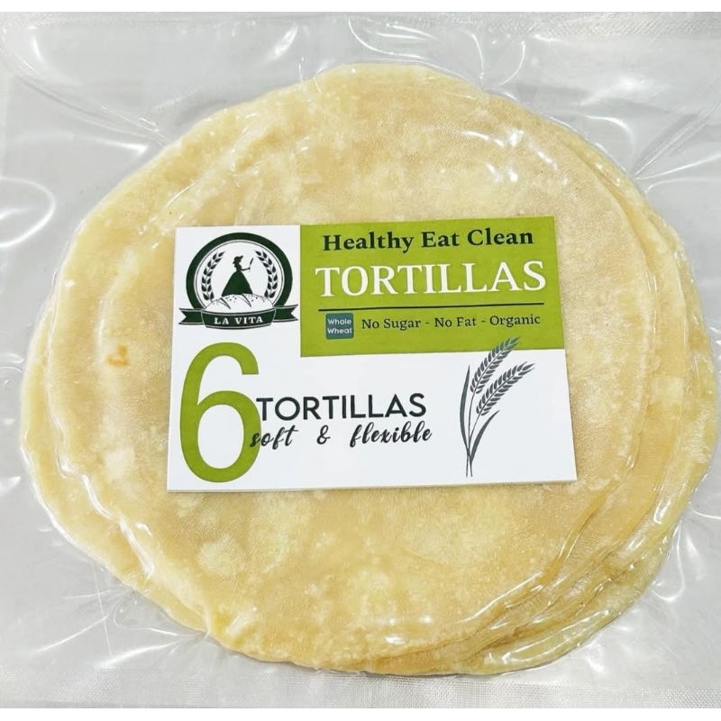 Bánh Tortilla Nguyên Cám Vỏ Bánh Tacos La Vita 23cm (Túi 6 cái) - KHÔNG ĐƯỜNG - KHÔNG CHẤT BÉO - Healthy Eat clean