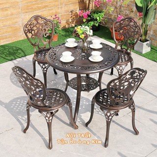 bàn ghế sân vườn nhôm đúc nhập khẩu mẫu hoa lan