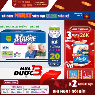 Bỉm người già Merzy XL20 ML20 M20 miếng, vách chống tràn kép. #bỉm merzy #tã merzy #merzy #bỉm già merzy #tã già merzy