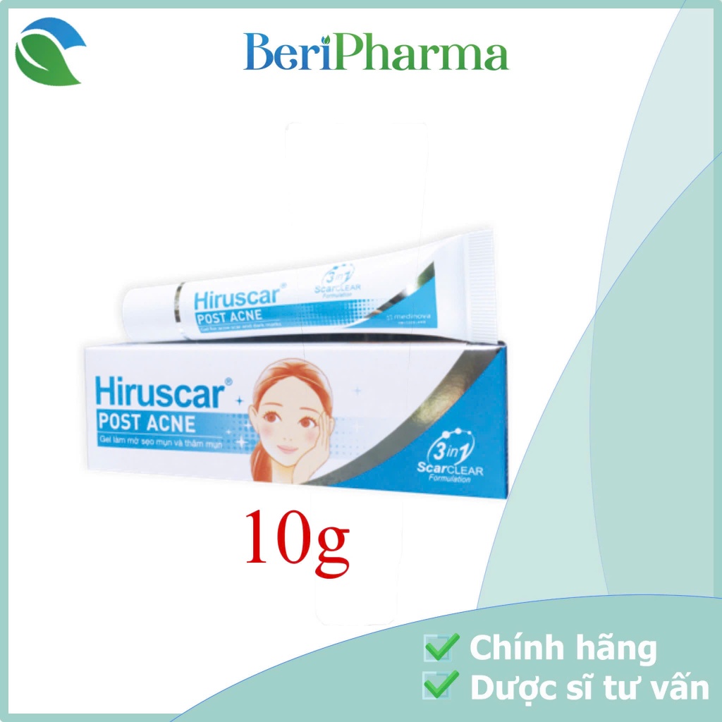 ✅[CHÍNH HÃNG] Hiruscar Gel Làm Mờ Sẹo Mụn Và Thâm Mụn Post Acne 10G