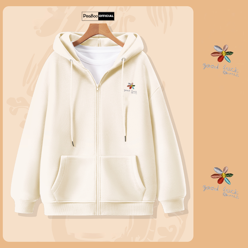 Áo Hoodie Zip THÊU, Áo Khoá Nam Nữ Unisex By PEABOO Mã Basic Chất Nỉ Bông Form Rộng Mũ 2 Lớp | BigBuy360 - bigbuy360.vn