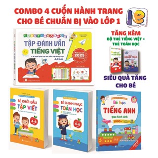 Sách - Combo 4 cuốn Hành trang cho bé tự tin vào lớp 1 2025 (Tặng kèm thẻ flash card tiếng việt + thẻ học toán)