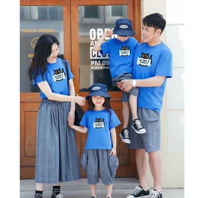 Áo phông gia đình 3,4,5 người in hình Mèo chất thun cotton co giãn 4 chiều Loza RT3038-AT3038