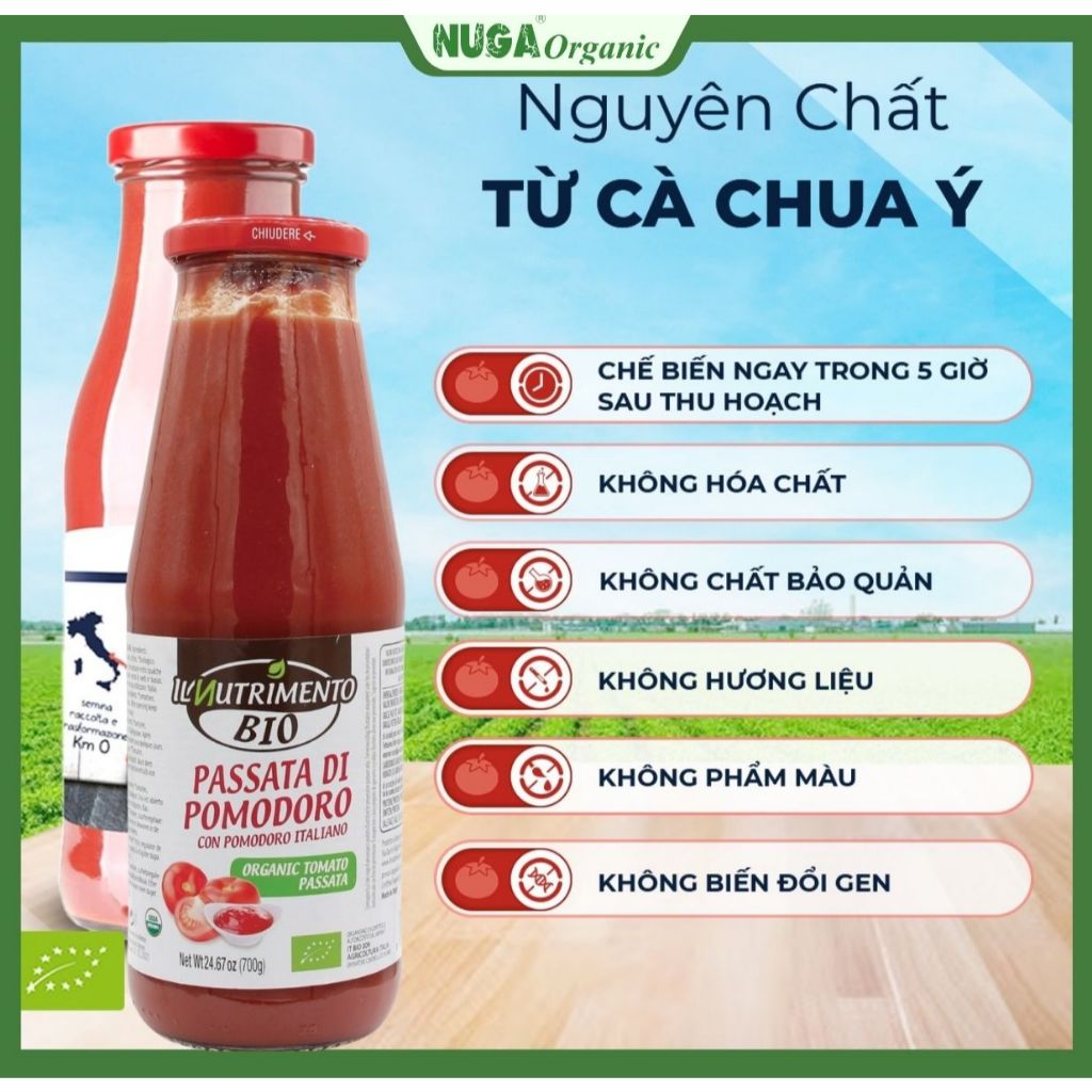 Sốt cà chua Passata hữu cơ Ý - 700g