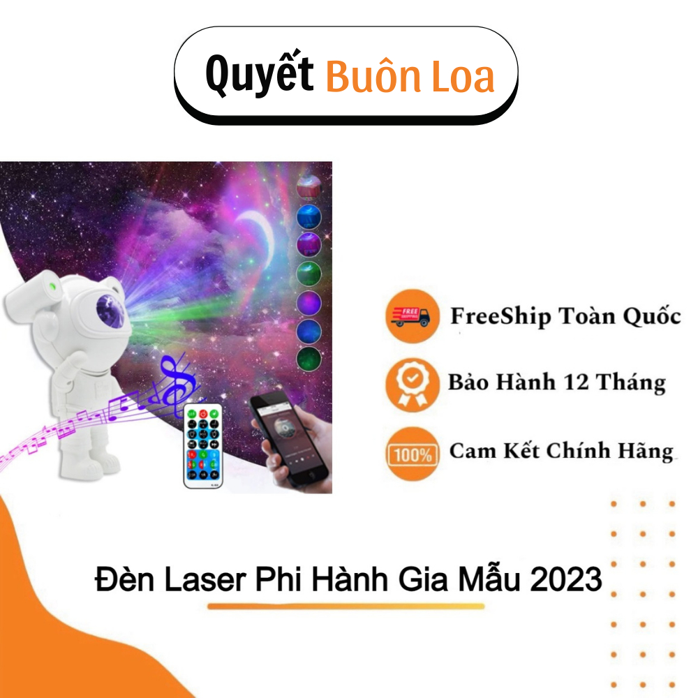 Đèn Phi Hành Gia chiếu sao - Hàng Loại Mới 2023 có loa Bluetooth Bảo Hành 12 Tháng, Đèn ngủ chiếu sa