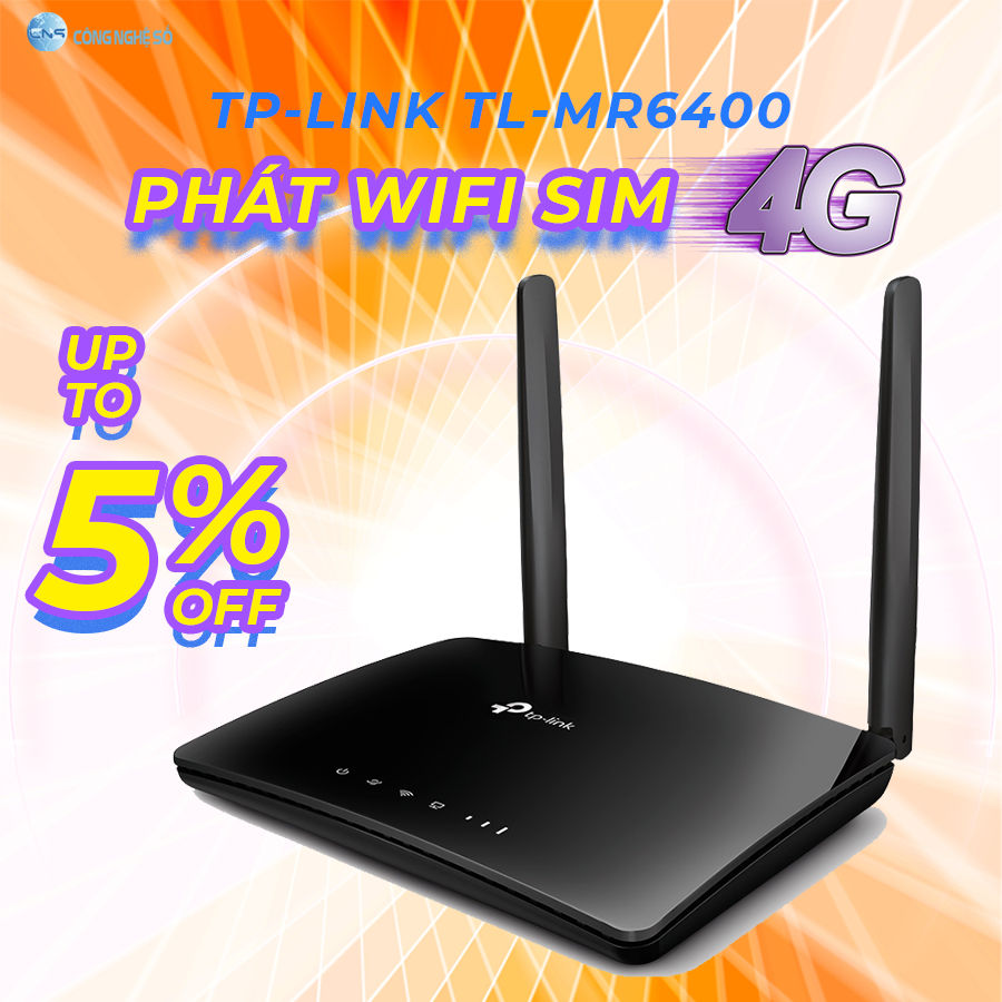 TL-MR6400 - Bộ phát Wifi từ SIM 4G | WIFI 4G | TP LINK TL-MR6400 | Chuẩn N 300 Mbps | Bảo hành 2 năm
