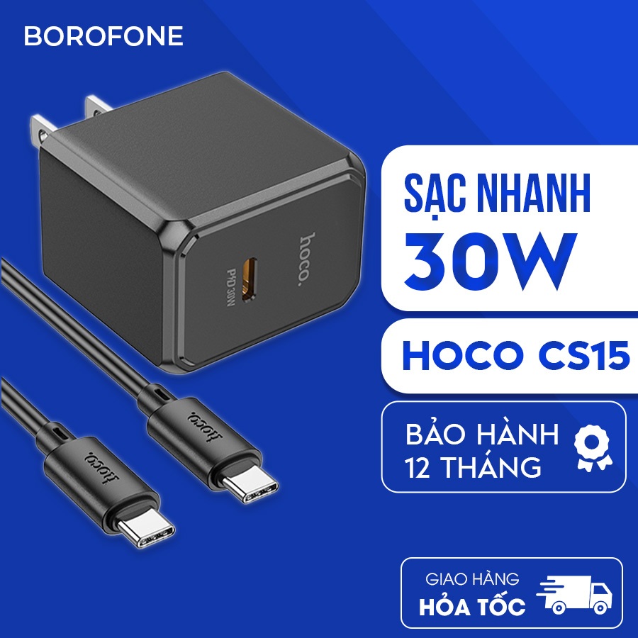 Củ sạc nhanh Hoco CS15 30W cổng ra Type-C Bộ sạc nhanh 30W dành cho iphone 15, Samsung Oppo Realme