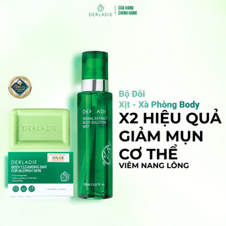 Bộ Đôi Giảm Mụn, Mờ Thâm Body Derladie Herbal Extract Body 150Ml, Xà Phòng Derladie Body Cleansing Bar 50g