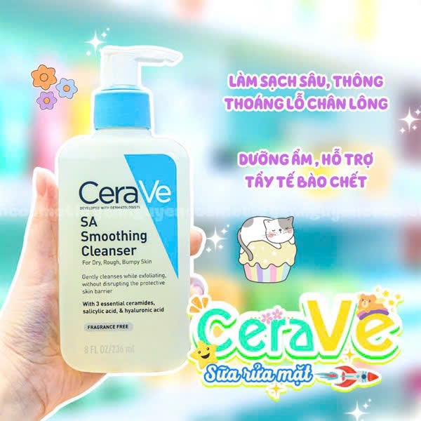 Sữa rửa mặt Cerave SA Smoothing Cleanser gel 236ml