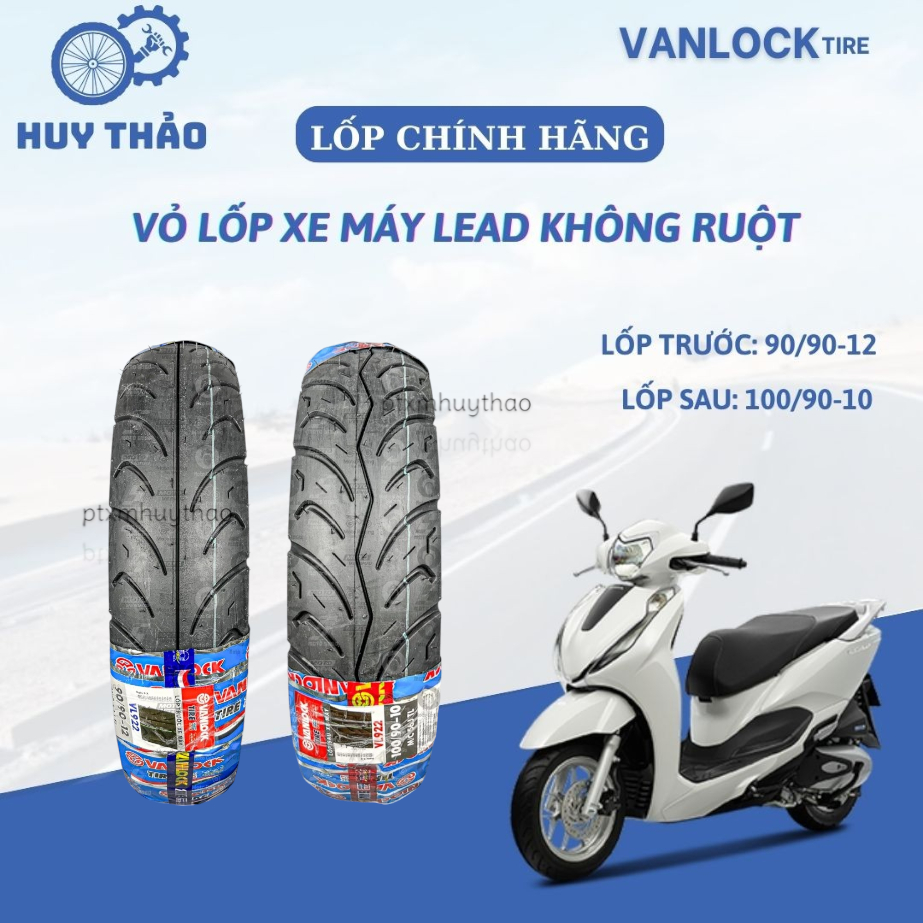 Vỏ lốp xe máy VANLOCK 90 90 12 + 100 90 10 xe LEAD Lốp không ruột