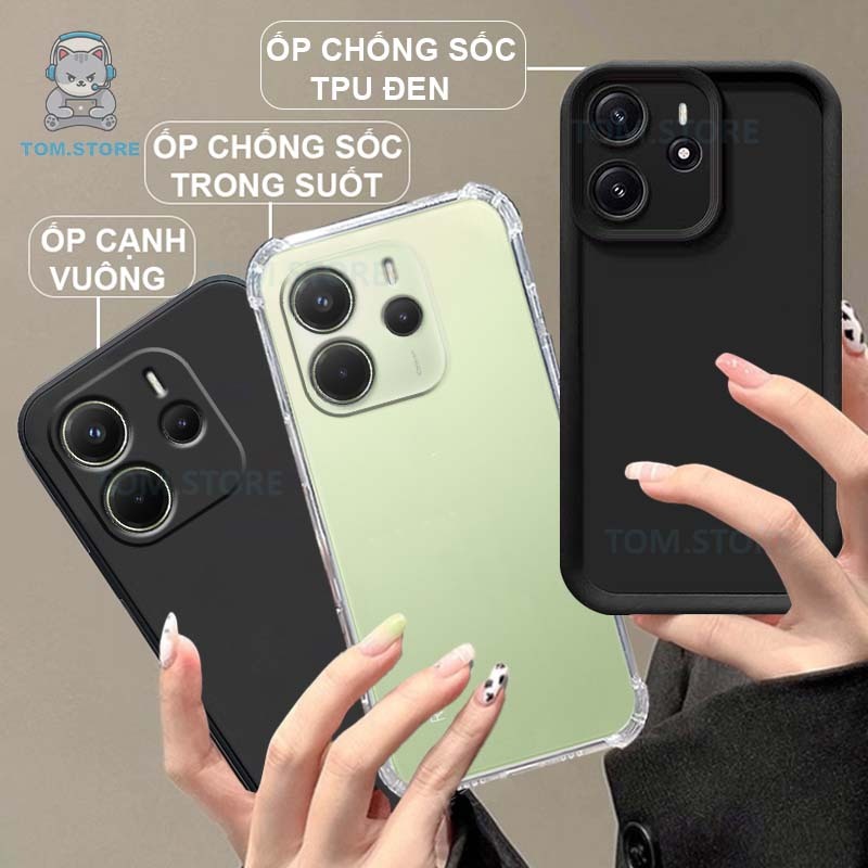Ốp lưng Xiaomi Redmi Note 14 / 14 4G / 14 5G chống sốc,viền vuông,trong suốt silicon