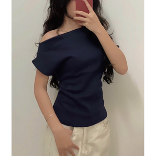 Áo thun lệch vai thun gân cotton 4 chiều có size