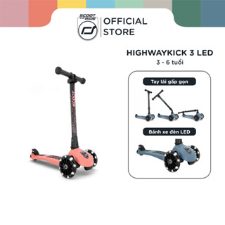 Xe Scooter cho bé Scoot and Ride Highwaykick 3 LED màu Peach | Xe trượt Scooter cho bé có bánh phát sáng