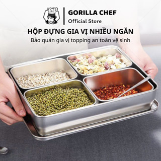 Hộp đựng gia vị, đựng topping 4/6/8 ngăn Gorilla Chef Hộp bảo quản gia vị có nắp, an toàn vệ sinh