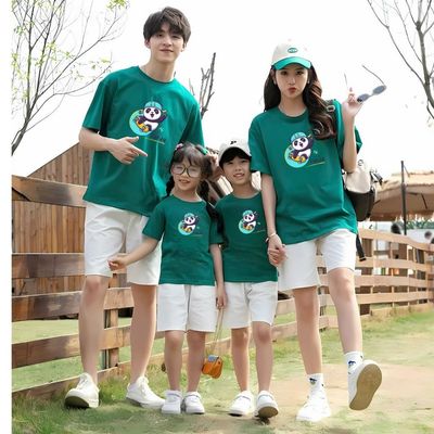 Áo phông gia đình in hình Gấu trúc 3,4,5 người chất liệu thun cotton Loza GĐ3042