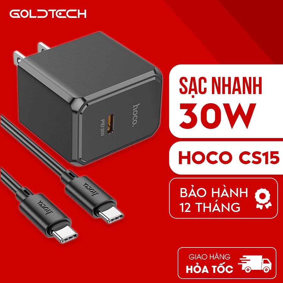 Củ sạc nhanh Hoco CS15 30W cổng ra Type-C Bộ sạc nhanh 30W dành cho iphone 15, Samsung Oppo Realme