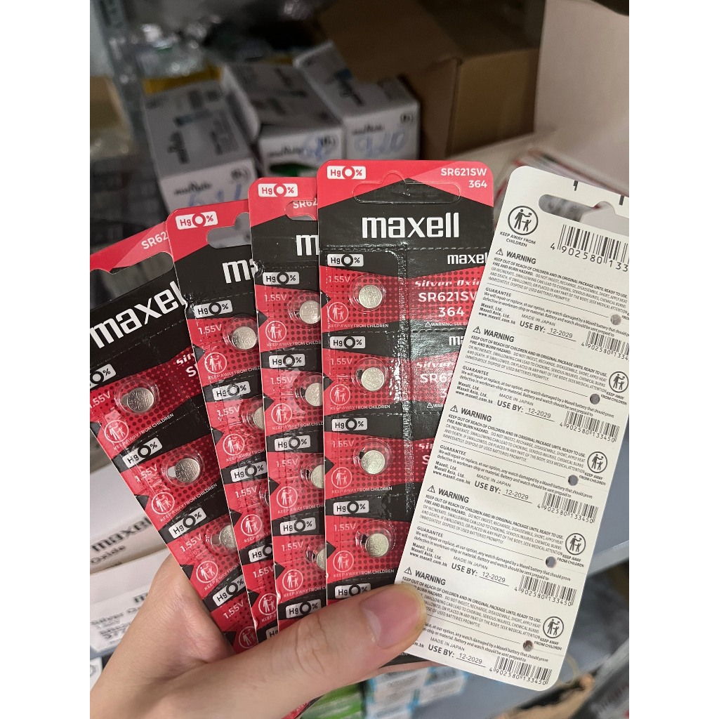 Pin SR621SW-364 Maxell vỉ 5 viên - Pin 621 - 364 thay pin đồng hồ, điều khiển