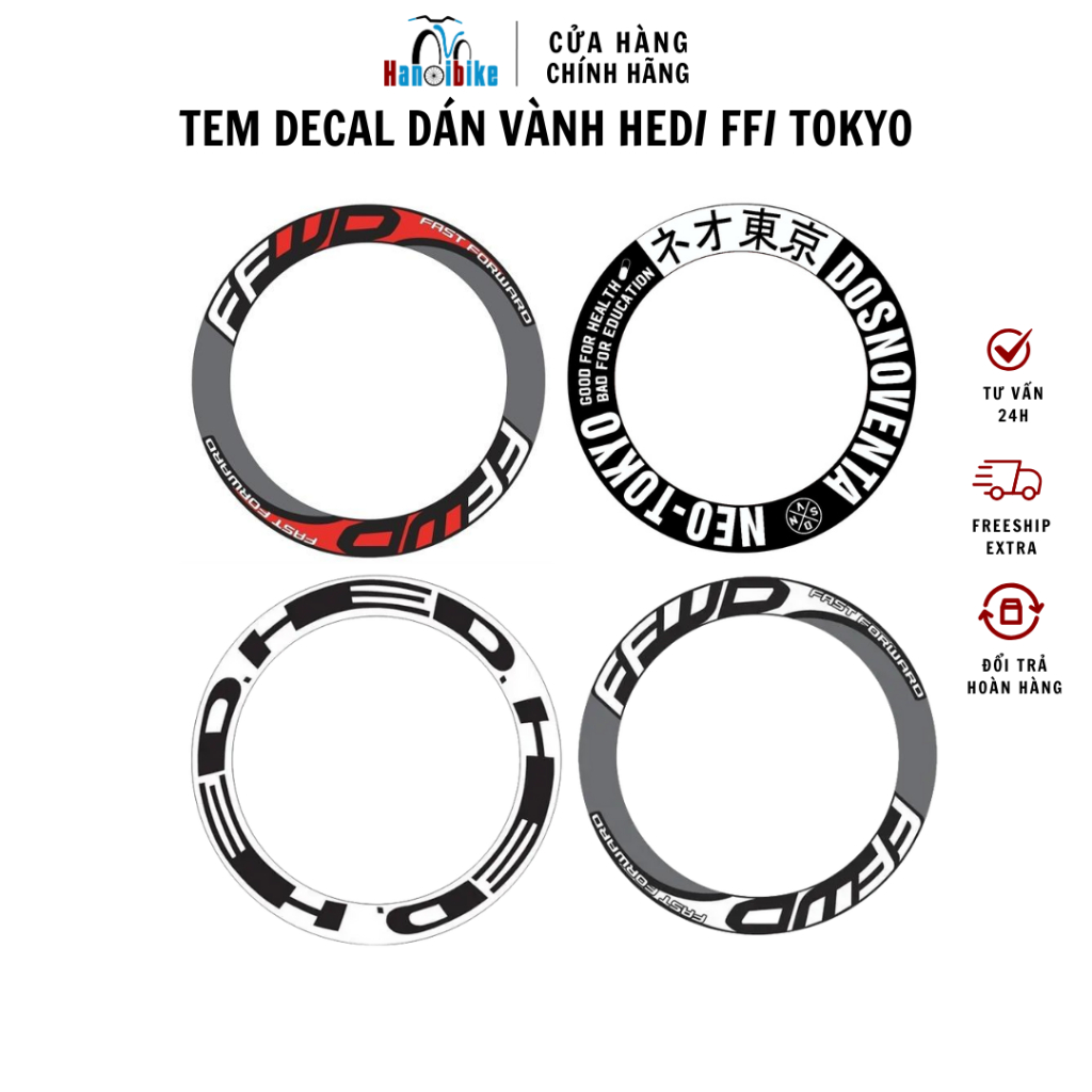 Tem Decal dán vành cho xe đạp Hed/ FF/ Tokyo