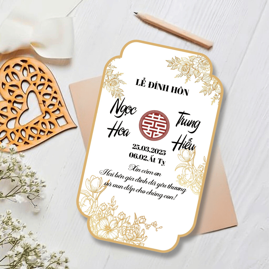 Card/ Tag/ Thẻ cảm ơn bằng fomex trang trí bàn đám cưới, đám hỏi, tiệc cưới 10x15cm