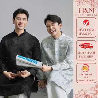 Áo dài thiết kế nam 2025 , áo dài cách tân nam phong cách trẻ trung chất liệu gấm họa tiết nổi bật