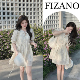 Đầm nữ dễ thương, váy nữ babydoll tay bồng thêu hoa nhí phong cách tiểu thư siêu xinh Fizano HCOM25204