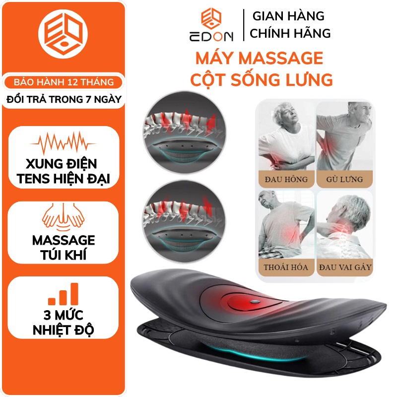  Máy Massage Cột Sống Lưng EDON Túi Khí Vật Lí Trị Liệu 4 Chế Độ Sưởi Ấm Hồng Ngoại Rung Tần Số Kép MSL01 