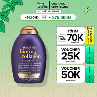 Dầu Gội OGX thick & full + biotin & collagen shampoo phục hồi, dưỡng ẩm, chống rụng kích mọc tóc 385ML