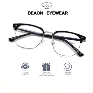 Mắt kính gọng tròn đa giác khung kim loại chống ánh sáng xanh nam nữ học sinh không độ giả cận BEAON