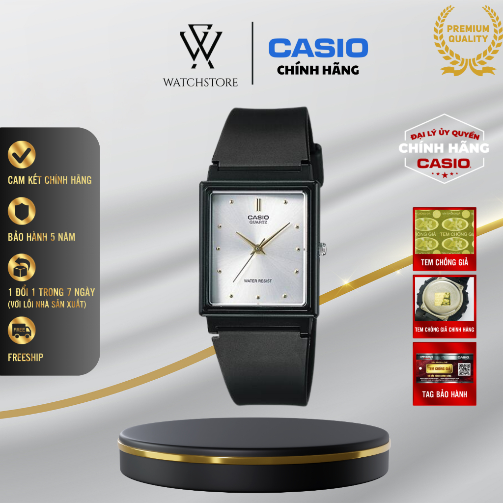 Đồng Hồ Nam/Nữ Casio MQ-38-7ADF Màu Trắng Kim Vàng Mặt Kính Nhựa 26.5mm Chống Nước Dây Nhựa Chính Hã