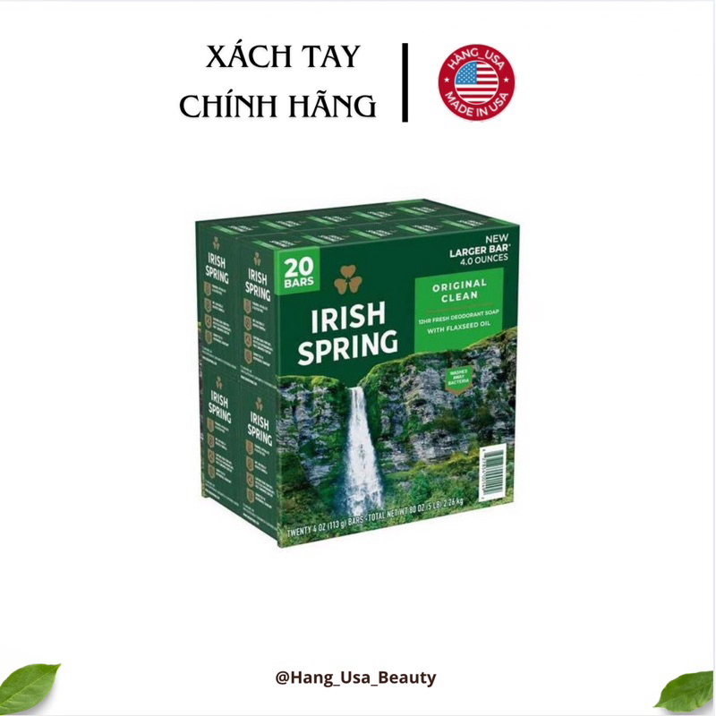 [ USA ] Xà bông cục Irish Spring Feel Clean And Fresh lốc 20 cục