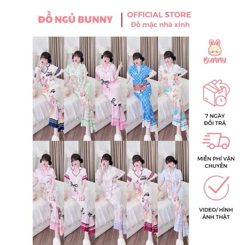 Đồ Mặc Nhà _Bộ Ngủ _Pizama Tay Ngắn_ F205+F206 (M : 40-58kg,XL : 55-68kg)