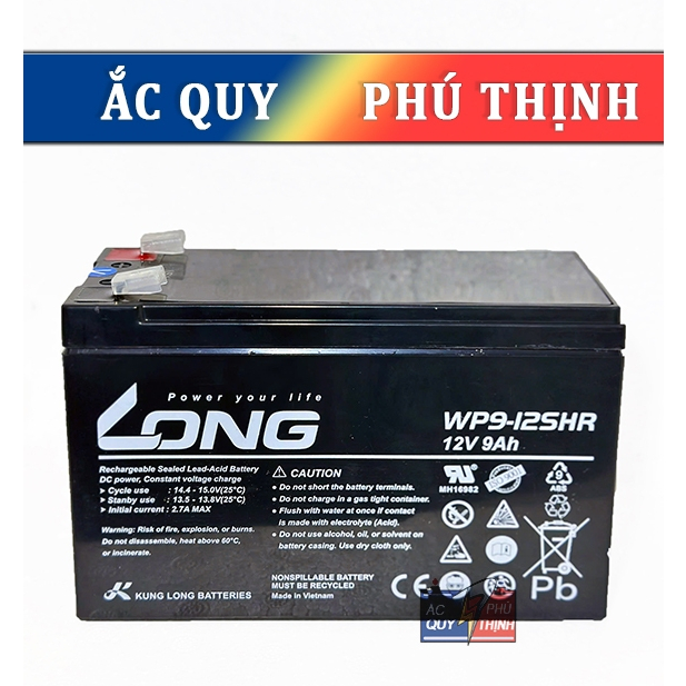 Ắc quy LONG 12V - 9Ah WP9-12SHR (WP1236W), ắc quy lưu điện UPS