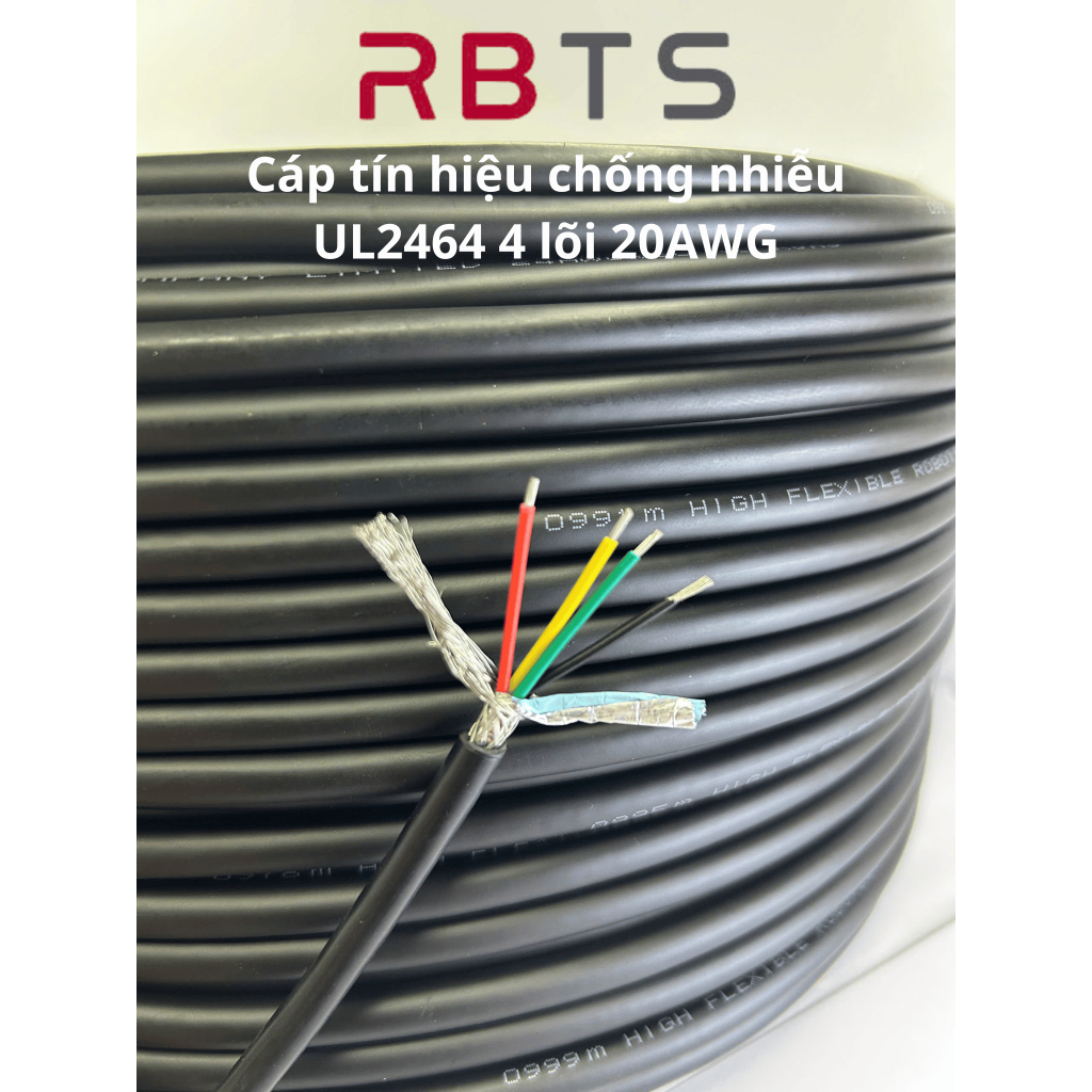 Cáp tín hiệu chống nhiễu 4 lõi, 20AWG,22AWG,24AWG,26AWG,28AWG UL2464 (đơn giá cho 1m cáp)