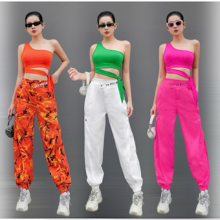  Quần kaki nữ bo gấu + Áo bra lệch vai nơ  CÓ BÁN RỜI  nhiều màu đồ tập nhảy shuffle dance 
