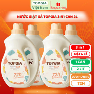 Nước giặt xả sắc hương Top Gia 3in1, can 2L hương lavender giúp làm sạch khuẩn, lưu hương 72H