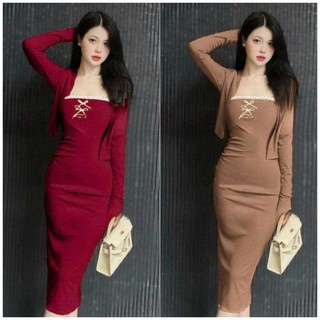 Sét đầm body dài + khoác ngoài alohashop91