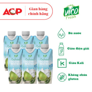 Combo 6 Hộp Nước Dừa  ACP Vico Fresh 330ml - Vị Natural