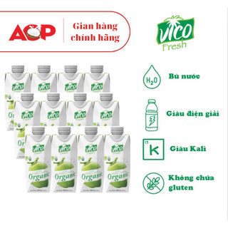 Nước Dừa ACP Vico Fresh - Combo 12 Hộp Nước Dừa 330ml - Vị Organic