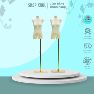 Manocanh nữ không tay ngực lép mannequin, ma nơ canh vai gầy bọc vải cotton cao cấp