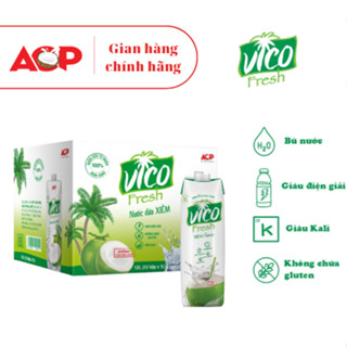 Nước Dừa ACP Vico Fresh Hương Vị Xiêm - Thùng 12 Hộp (1L/1 Hộp)