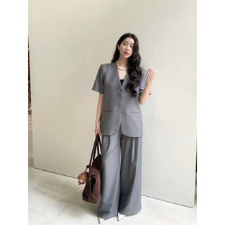 Blazer cổ V tay ngắn