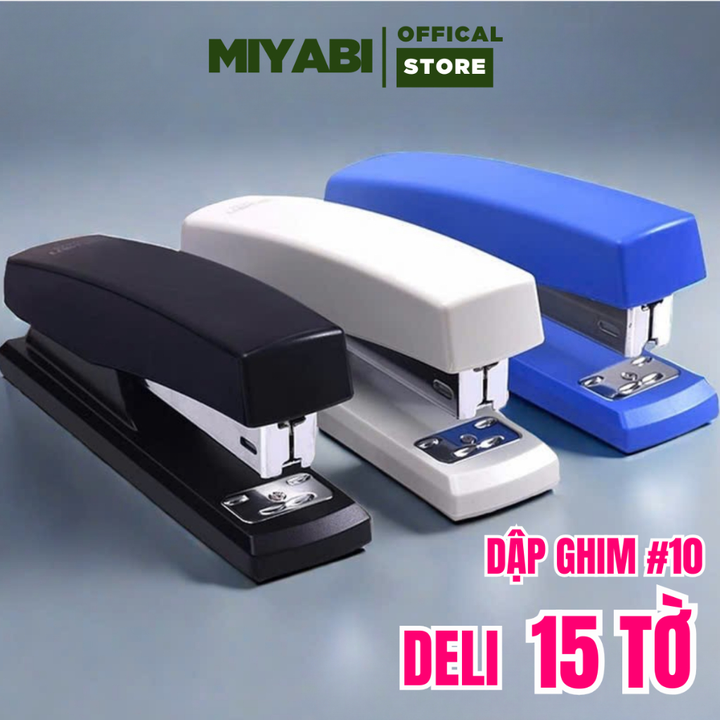 Dập ghim mini Deli đạn ghim #10 bấm ghim 15 tờ / E0238 dập ghim văn phòng - MIYABI STORE