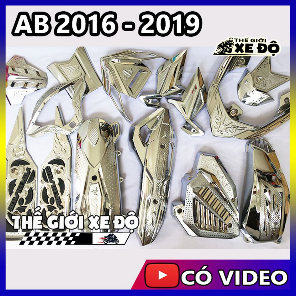 Phụ kiện AB 2016, 2017, 2018, 2019 xi mạ crom, trang trí xe Airblade 2016 đến 2019 đồ chơi xe Air blade xi màu inox