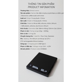 [VOLCANO] Cân điện tử pha cà phê Nano có đếm giờ pha Pour over