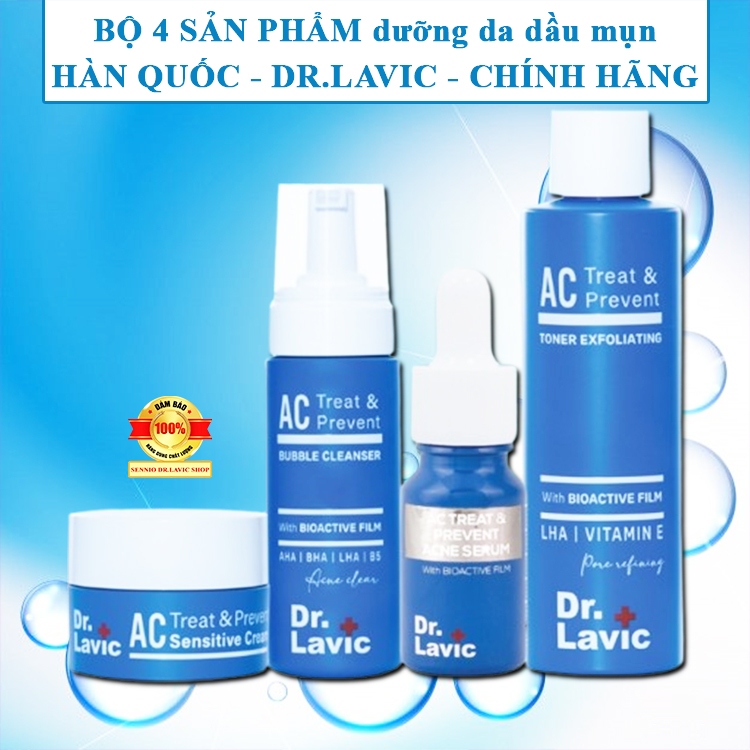 BỘ 4 SẢN PHẨM dưỡng da dầu mụn Dr.lavic chính hãng drlavic serum dr+lavic kem mụn toner dr. lavic sữ
