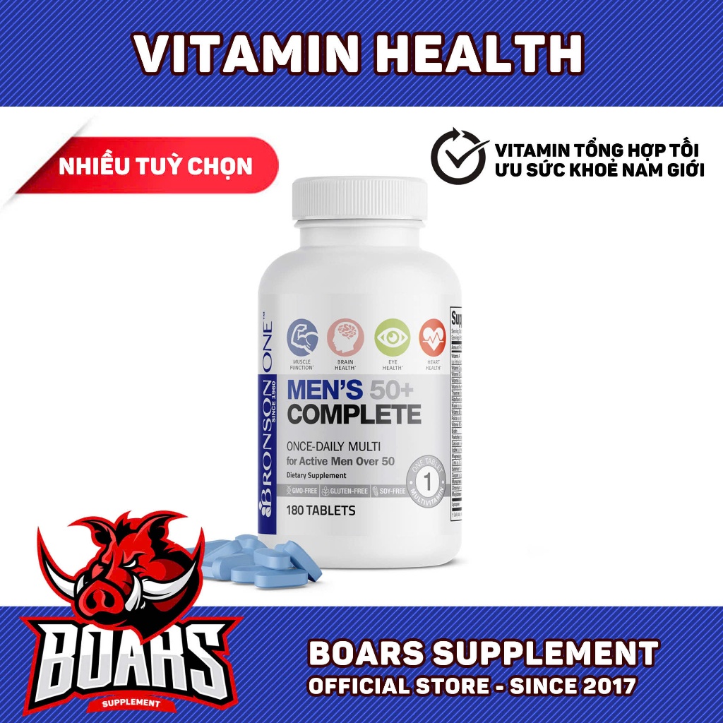 BRONSON ONE MENS 50+ COMPLETE MULTIVITAMIN - TĂNG SỨC ĐỀ KHÁNG, BỔ SUNG VITAMIN VÀ KHOÁNG CHẤT