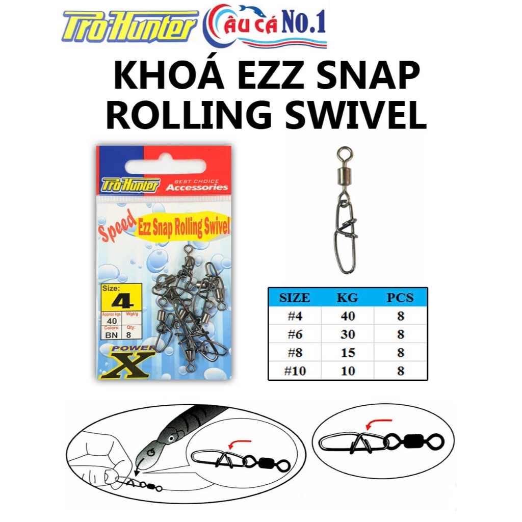 KHÓA CÂU CÁ CHỐNG XOẮN PROHUNTER EZZ SNAP ROLLING SWIVEL