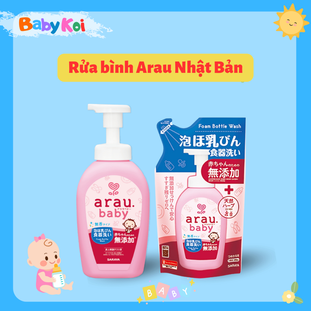 Nước RỬA BÌNH ARAU Baby Nhật CHAI 500ML/TÚI 450ML