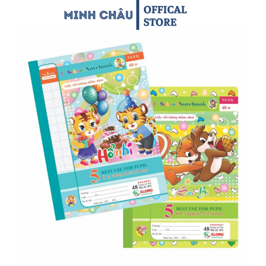 Vở 5 Ô Ly 1st School KLONG B5- 48 trang 100/92; MS: 021